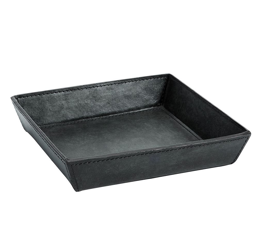 Saddle Leather Catchall, Charcoal | Pottery Barn