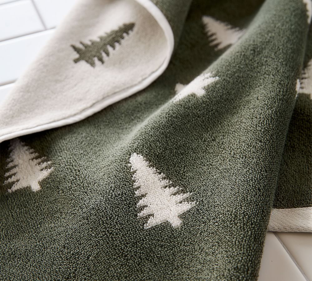 Pine Tree Reversible Jacquard Towels Pottery Barn