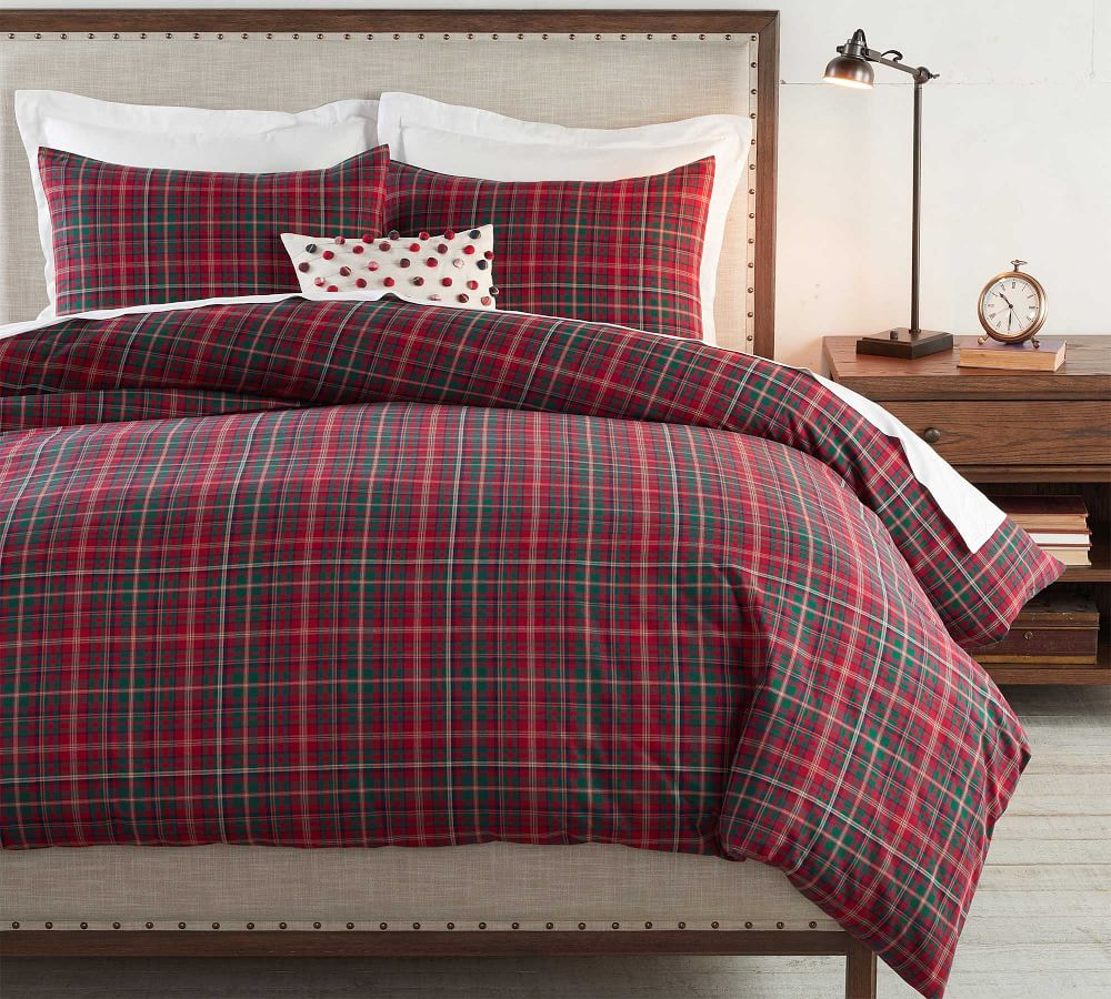 pottery barn plaid duvet cover