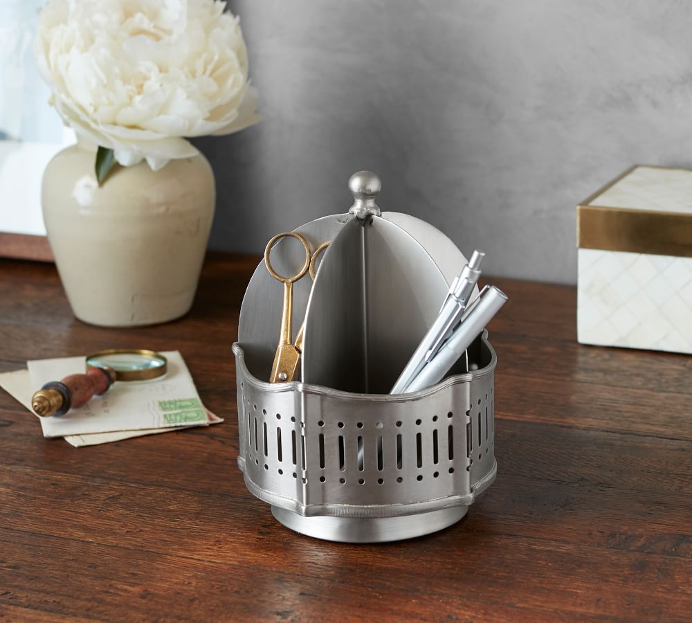 Siegel Eclectic Antique Silver Lazy Susan Pottery Barn