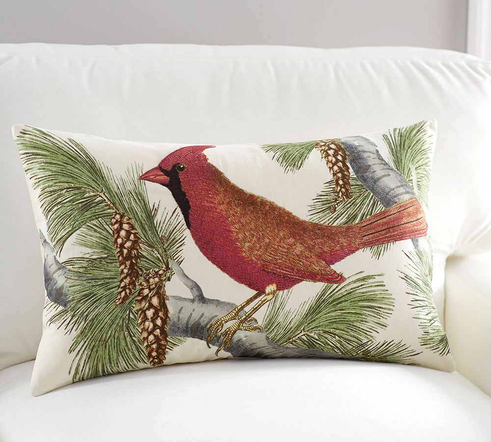 Winter Fauna Cardinal Lumbar Decorative Pillow Cover Pottery Barn