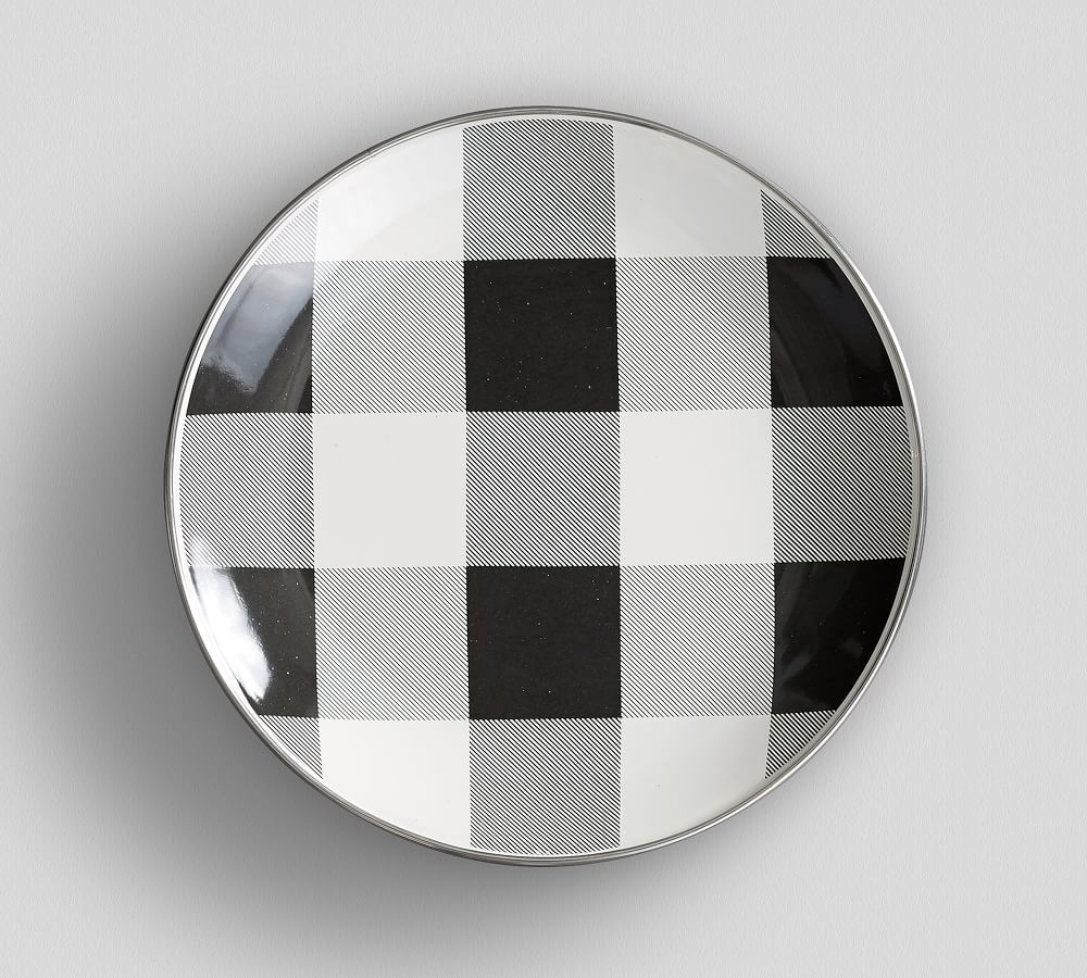 buffalo plaid ceramic plates