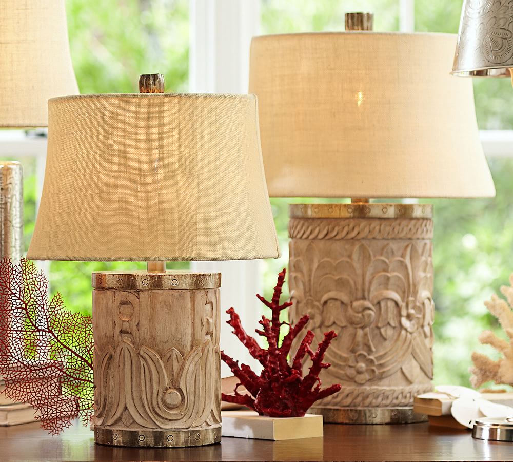 Rowan Carved Wood Table Lamp Bases Pottery Barn