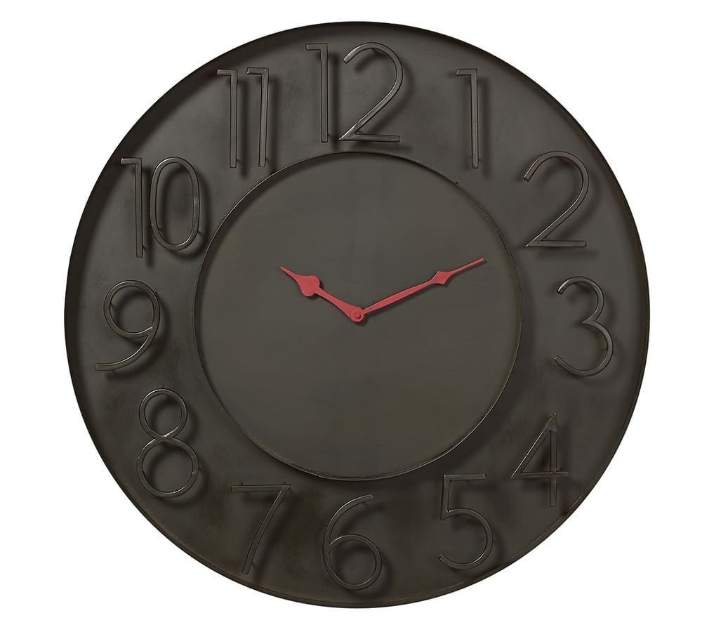 Modern Black Metal Wall Clock Pottery Barn 3627