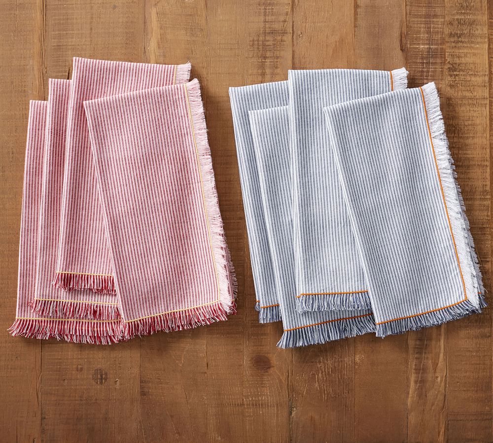 Paige Striped Fringe Cloth Napkins Pottery Barn