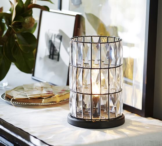 pottery barn crystal lamp