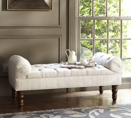 tufted bench in living room