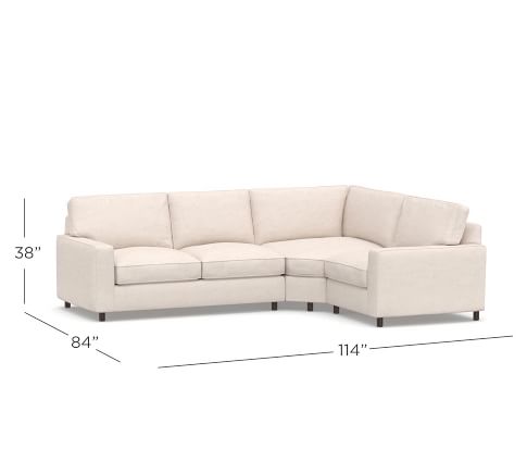 PB Comfort Square Arm Upholstered 3-Piece Sectional with Wedge ...