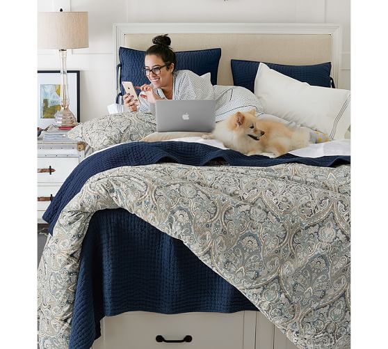 pottery barn blue paisley duvet cover