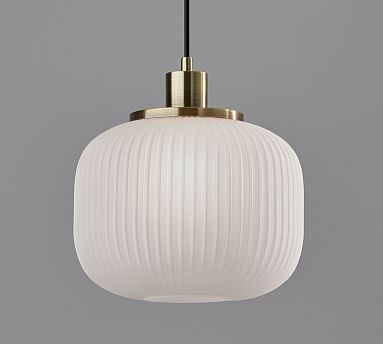 pottery barn ribbed glass pendant