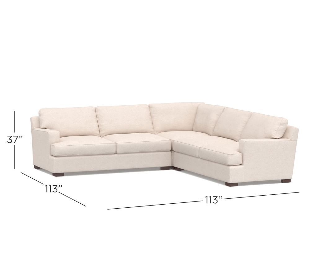 Townsend Square Arm Upholstered 3-Piece L-Sectional | Pottery Barn