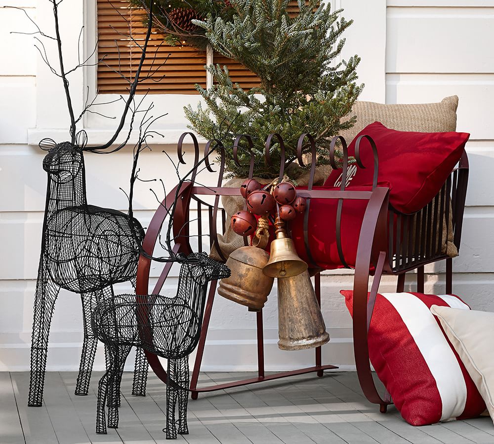 Outdoor Woven Metal Reindeer Pottery Barn