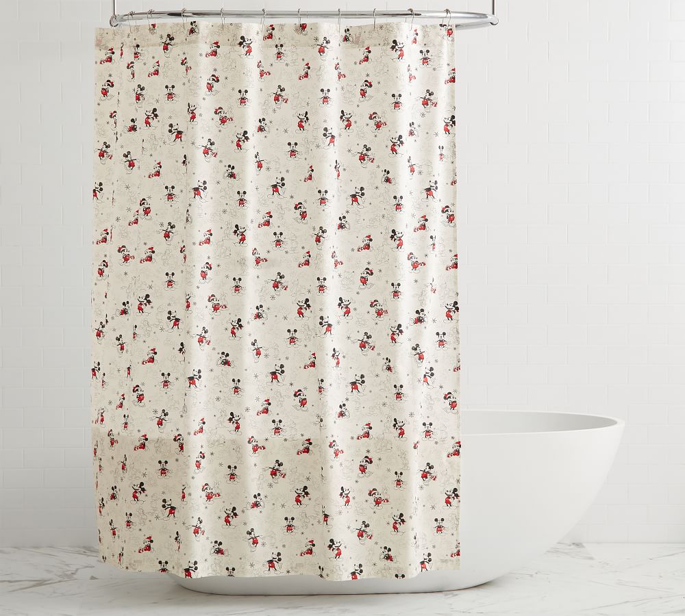 Disney Mickey Mouse Holiday Organic Shower Curtain Pottery Barn
