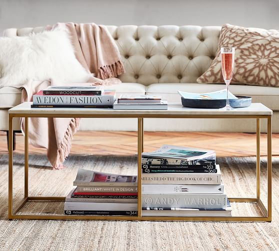 pottery barn coffee table marble