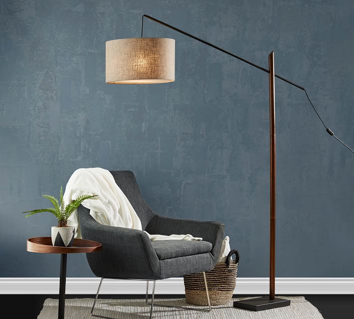 wood arched floor lamp