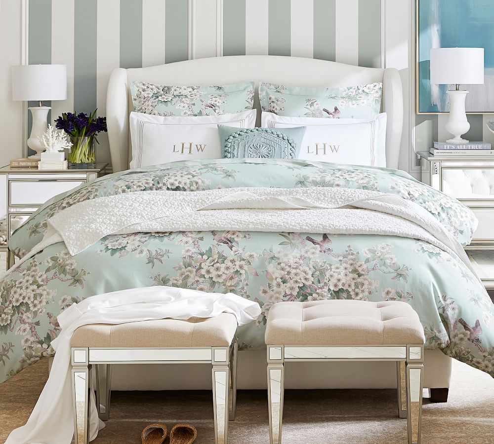 Raleigh Wingback Upholstered Bed Pottery Barn