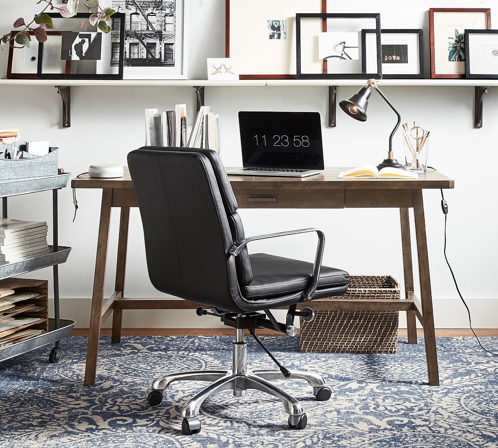 Nash Faux Leather Swivel Desk Chair | Pottery Barn