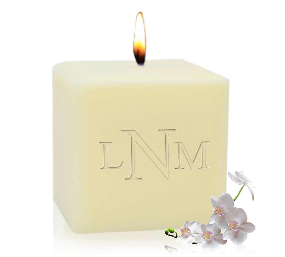 Personalized Unscented Soy Wax Pillar Candle Pottery Barn