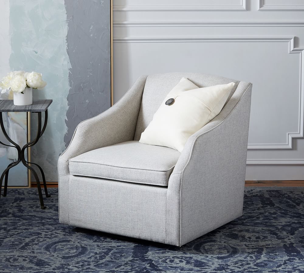 pottery barn white swivel chair