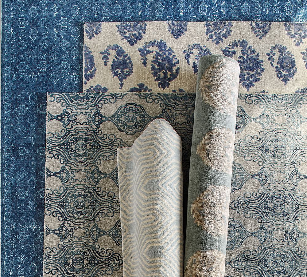 Blue/Ivory Isla HandLoomed Rug Patterned Rugs Pottery Barn