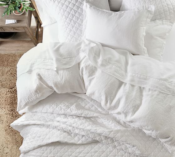 linen quilt white