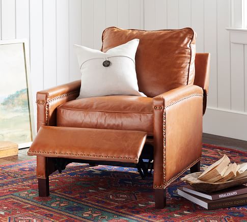 irving leather recliner with nailheads