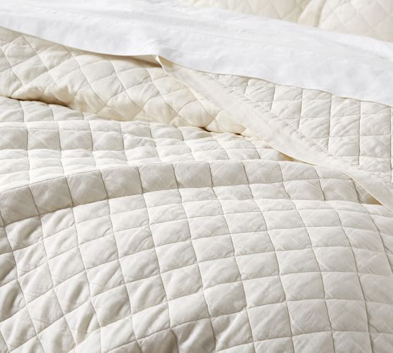 pottery barn belgian flax linen diamond quilt