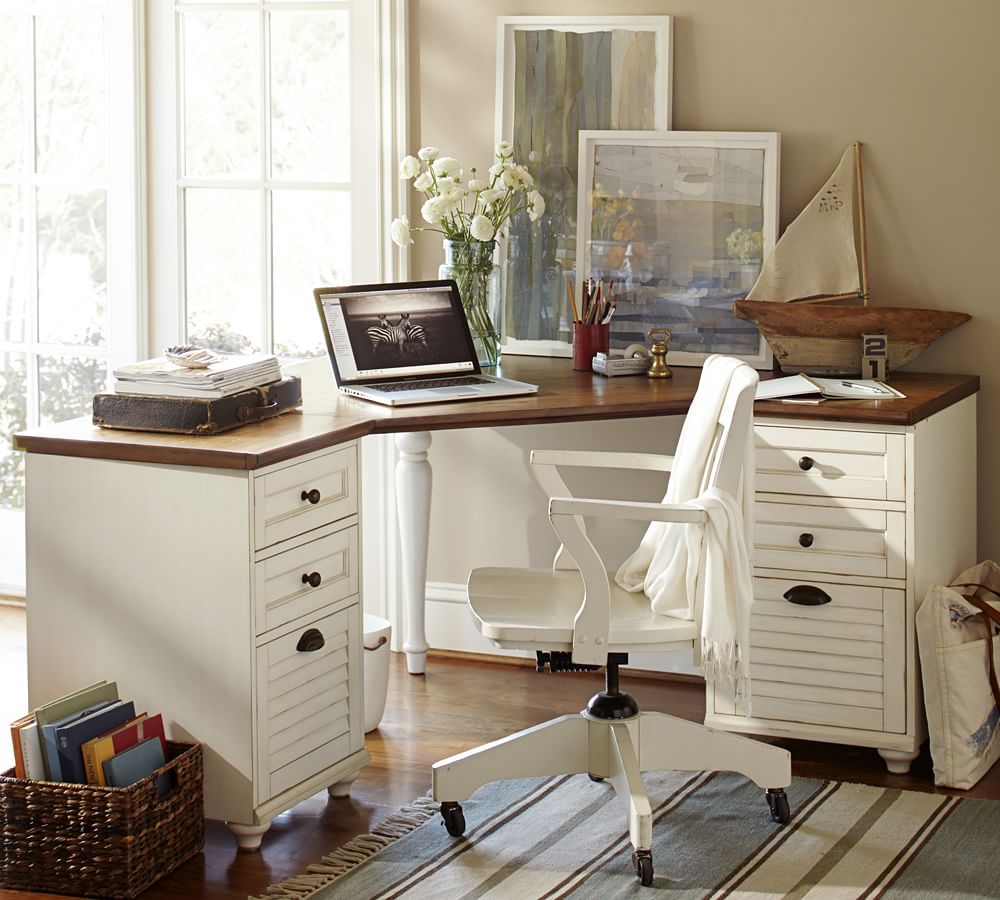 pottery barn black corner desk