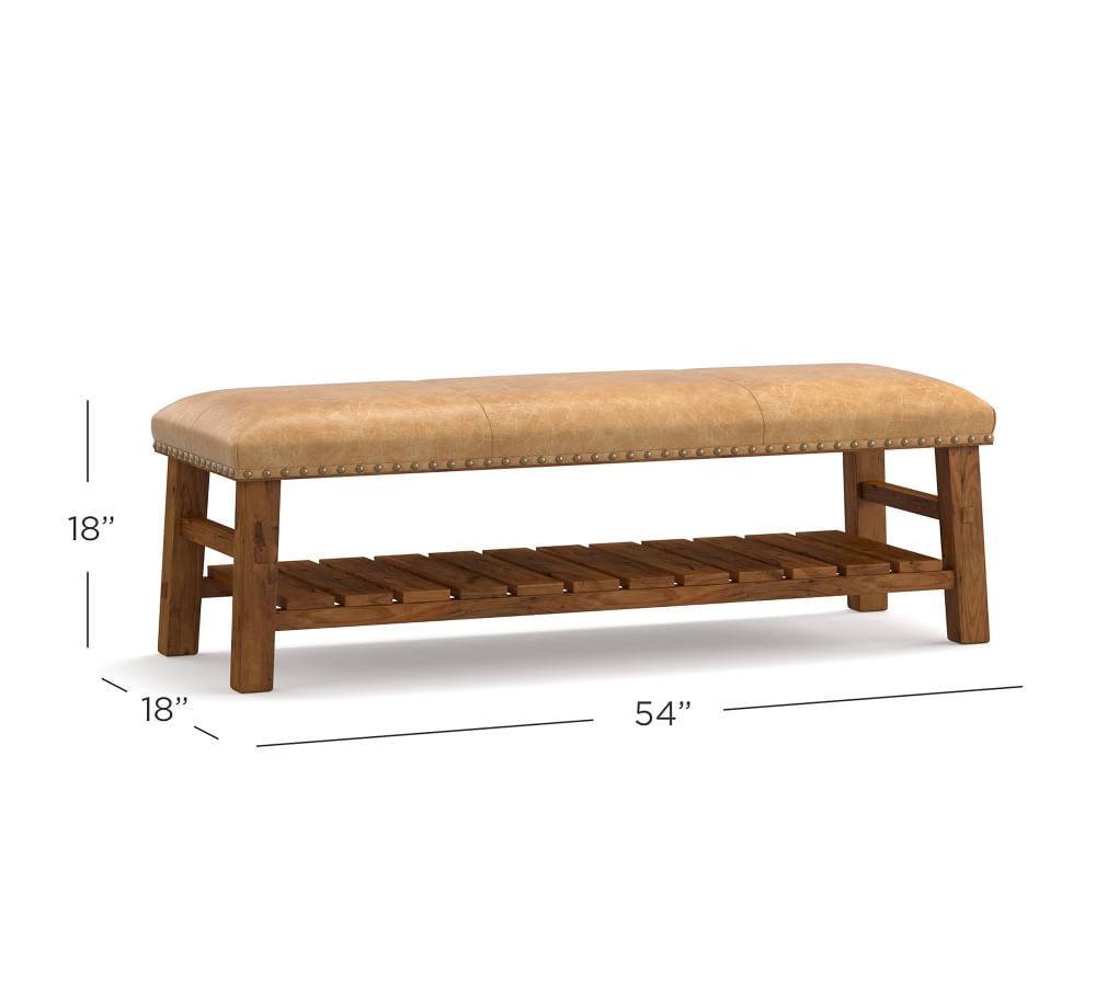 Caden Leather Bench Pottery Barn