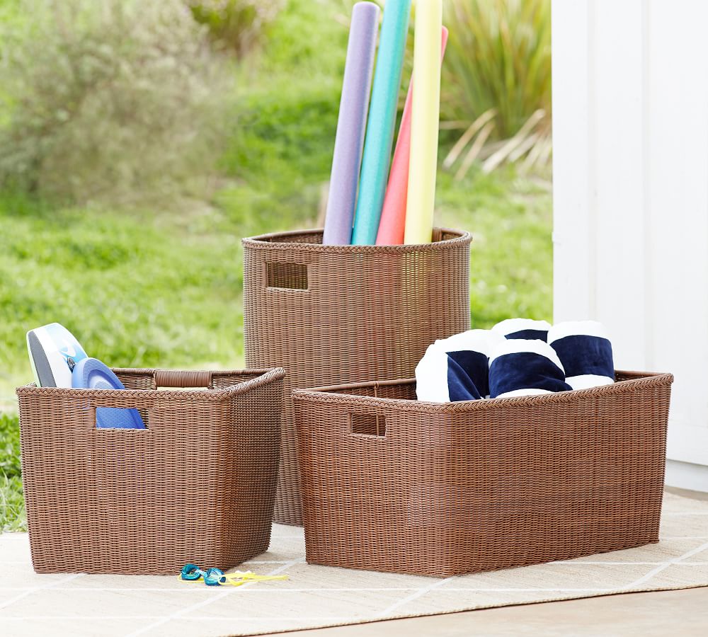 Palmetto Outdoor Storage Baskets Honey Pottery Barn