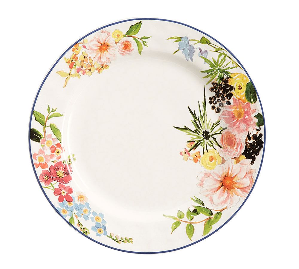 Floral Rim Stoneware Dinner Plates - Set of 4 | Pottery Barn