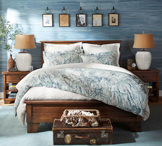 pottery barn blue paisley duvet cover