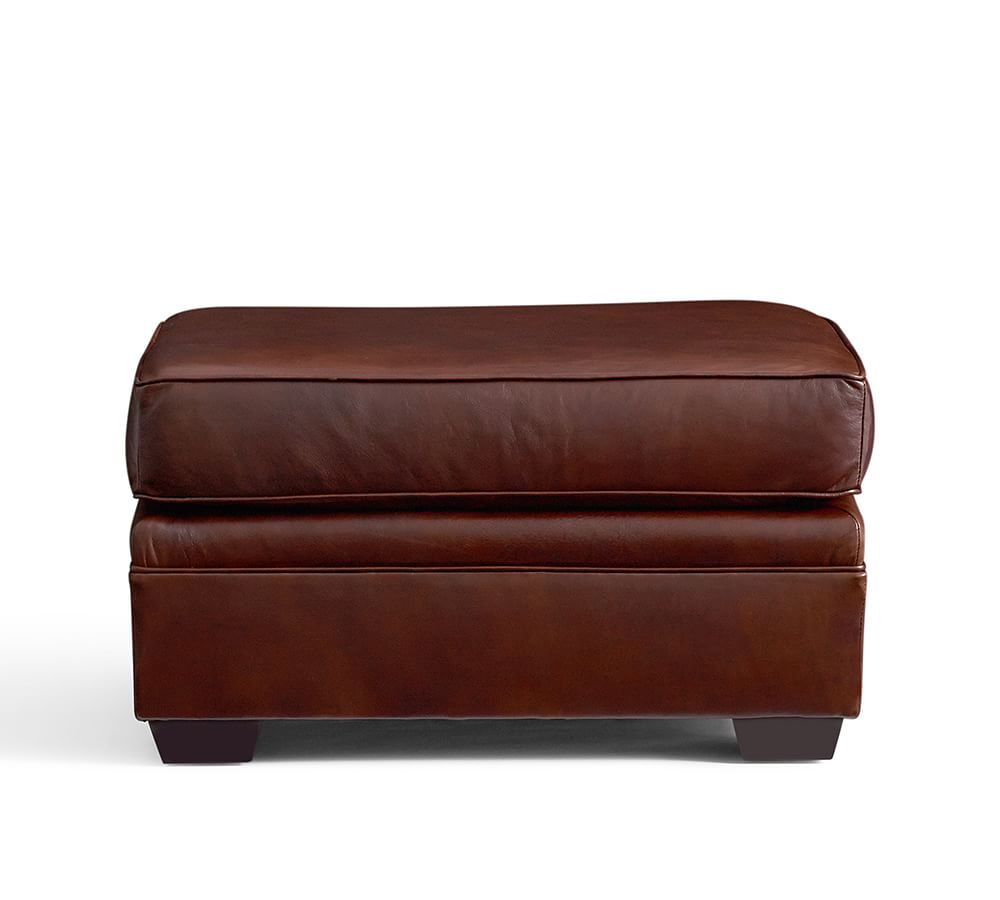 Pearce Leather Ottoman Pottery Barn