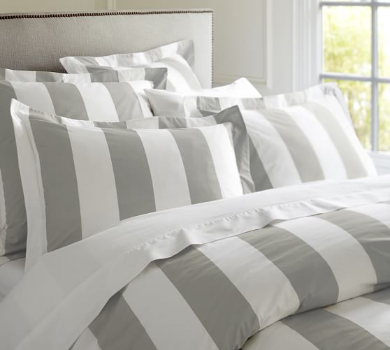 pottery barn striped duvet cover