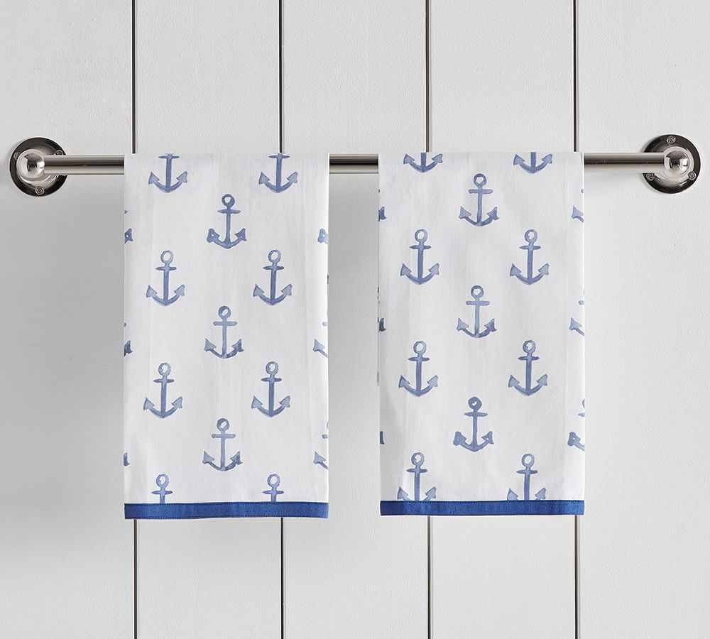 Anchor Print Guest Hand Towels Set of 2 Pottery Barn