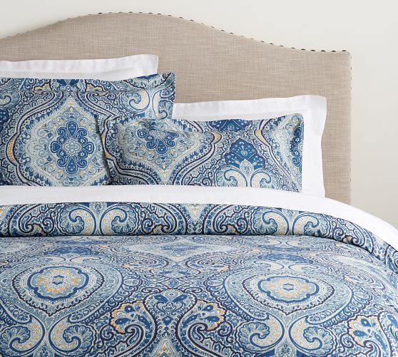 pottery barn blue paisley duvet cover