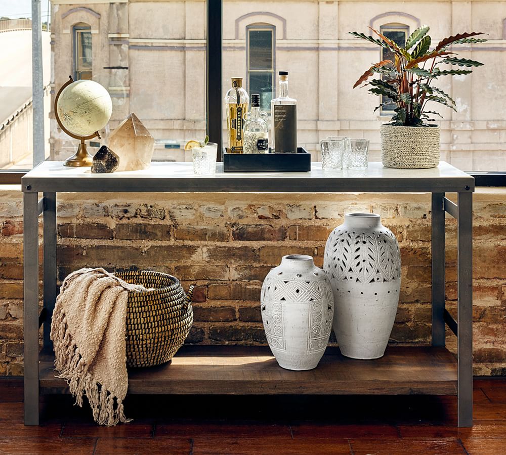 pottery barn marble console table