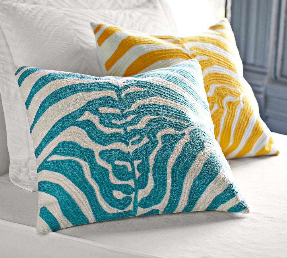 Zebra Embroidered Decorative Pillow Cover Pottery Barn