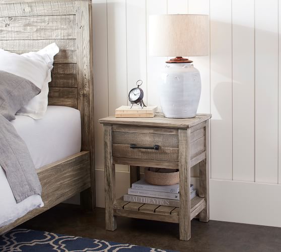 light wood nightstand with drawers