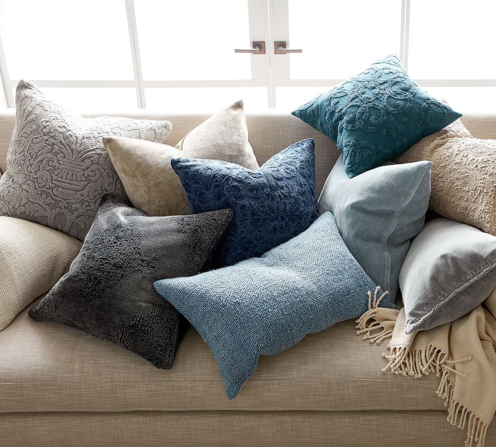 Maddie Textured Pillow Cover Black Pottery Barn