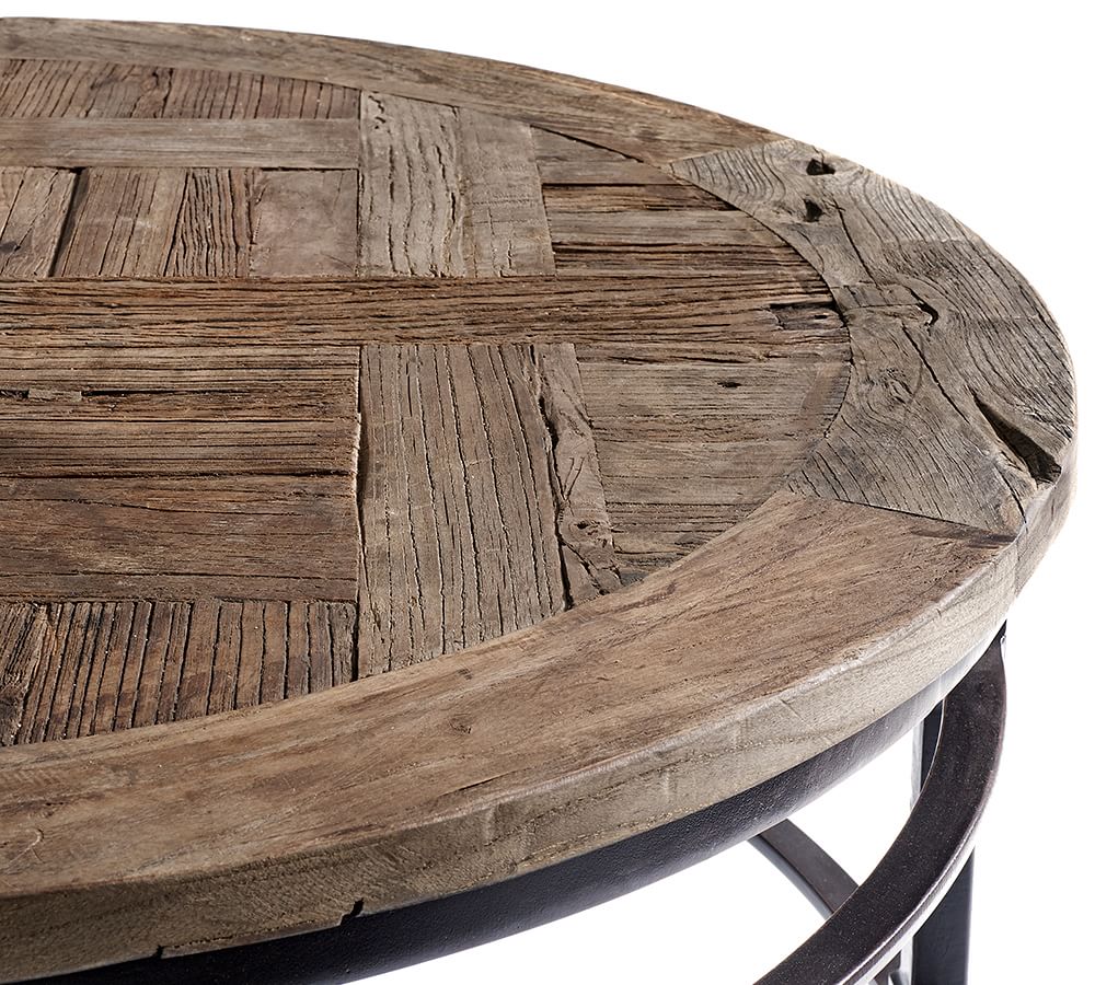 Parquet 36" Round Reclaimed Wood Coffee Table Pottery Barn