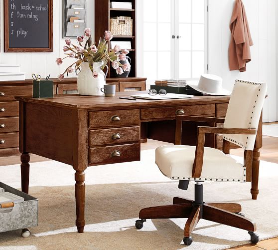 pottery barn brown desk