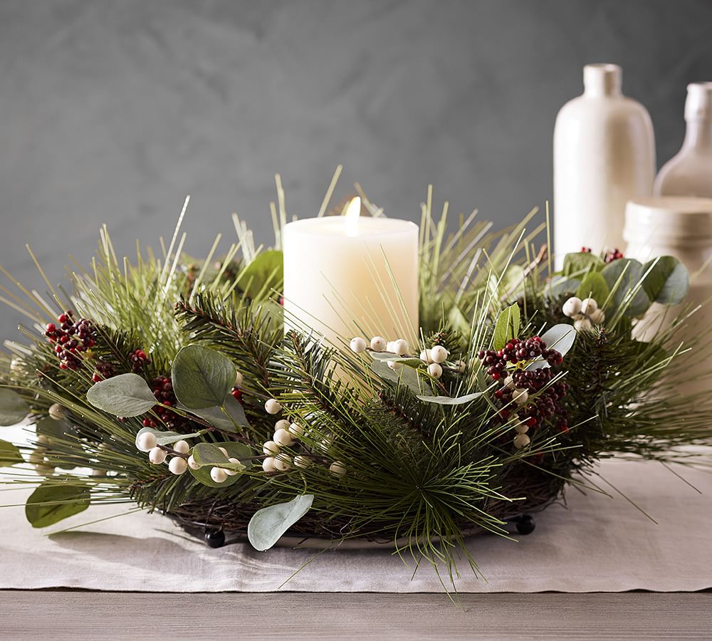 Holiday Berry Candle Tray Candle Holder Pottery Barn