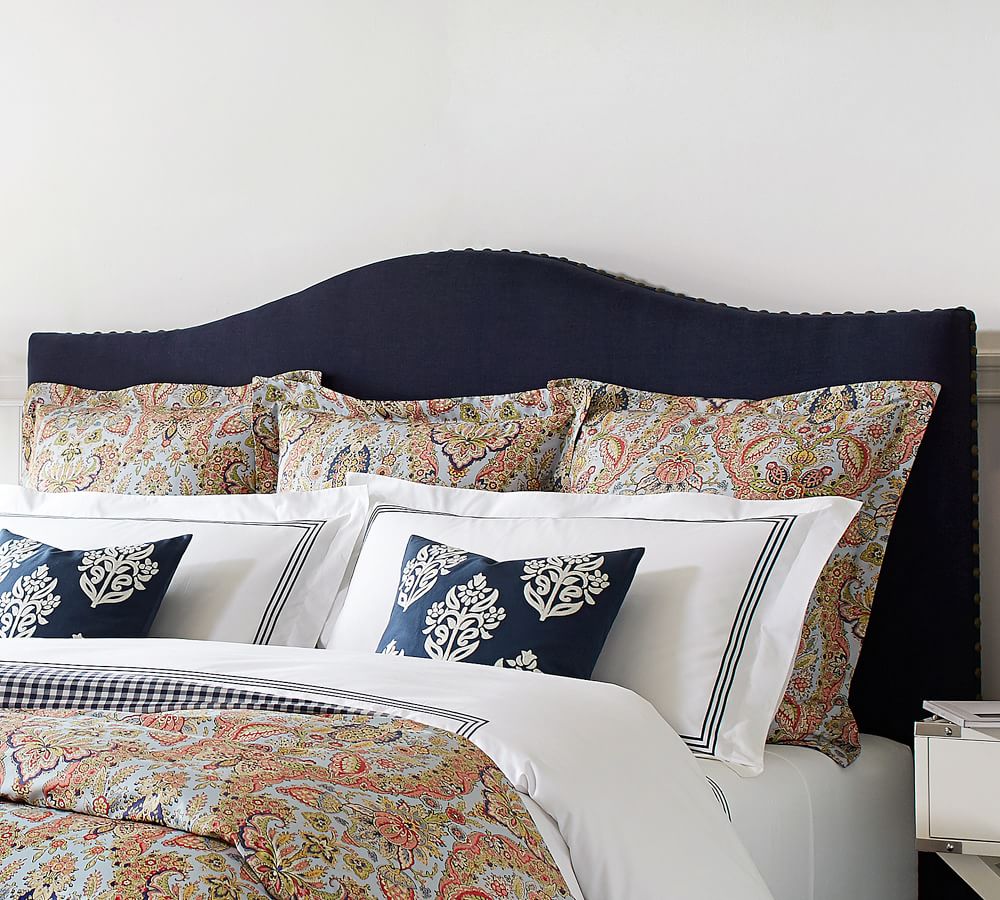 Raleigh Curved Upholstered Low Headboard Pottery Barn