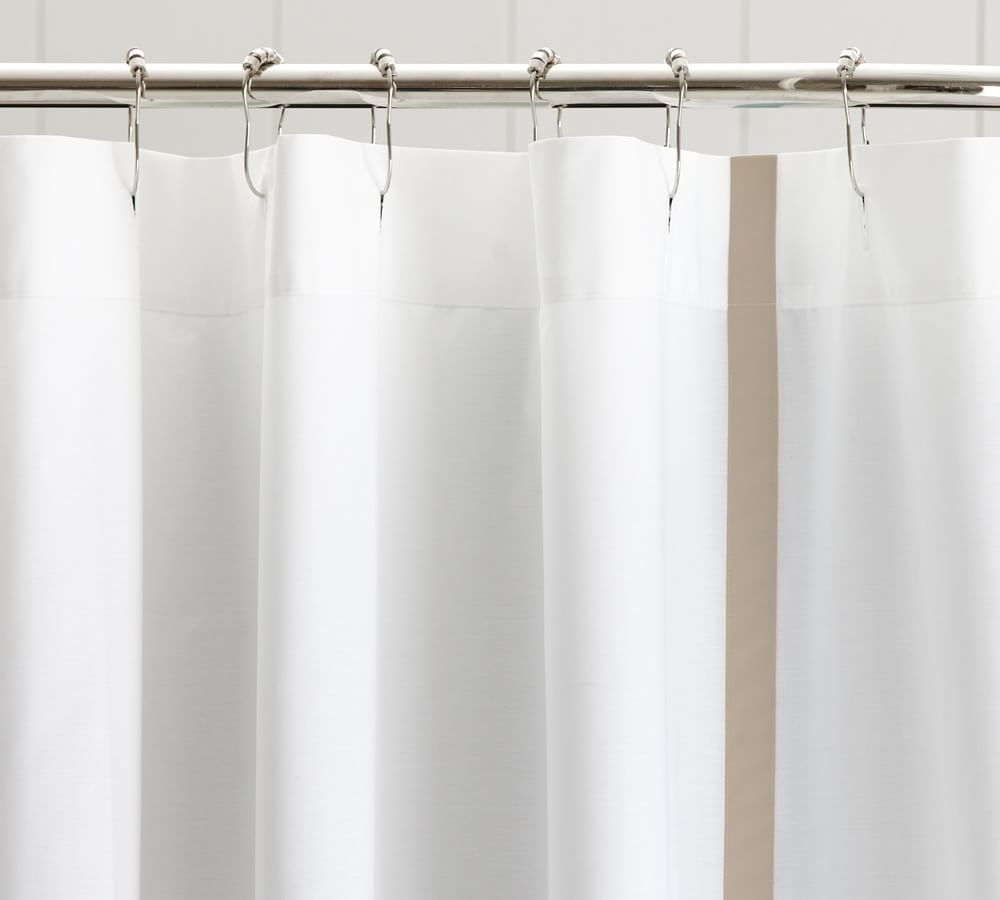 Morgan Banded Organic Shower Curtain | Pottery Barn