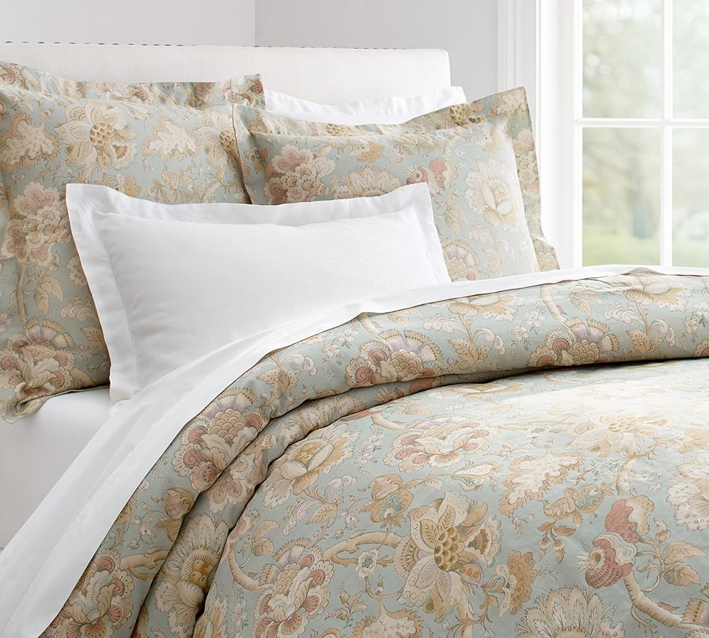 pottery barn blue floral duvet