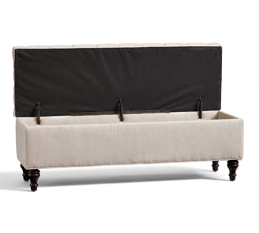 Lorraine Tufted Upholstered Queen Storage Bench Pottery Barn