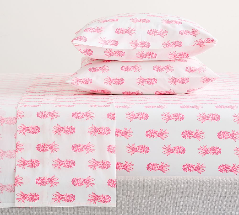 Pottery Barn Lilly Pulitzer Pink Border In Shell Of A Time King Sheet Set Nw 