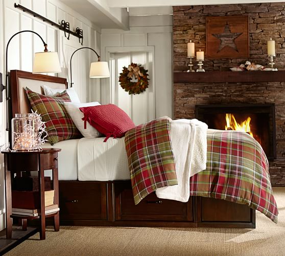 pottery barn plaid comforter