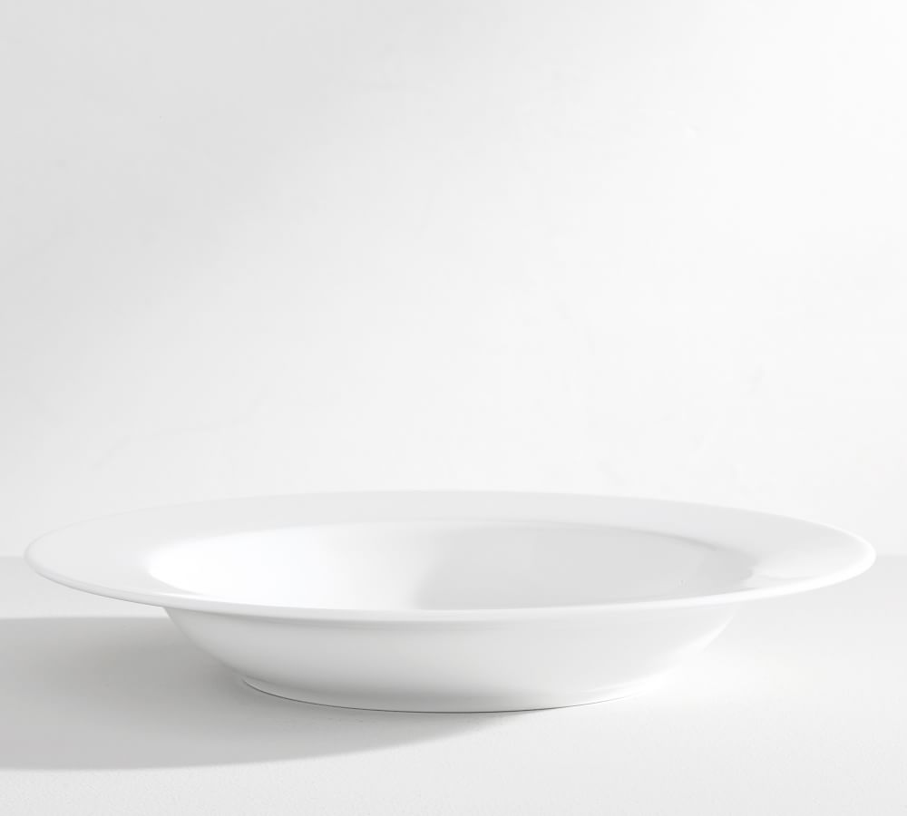 Set 4 High-Glaze White Ceramic 10.5 Rimmed Soup Pasta Bowls 